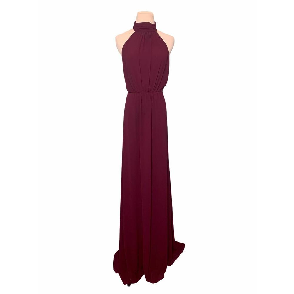 Show Me Your Mumu Wine Maxi Dress Halter Neck Flowy Formal Bridesmaid size M